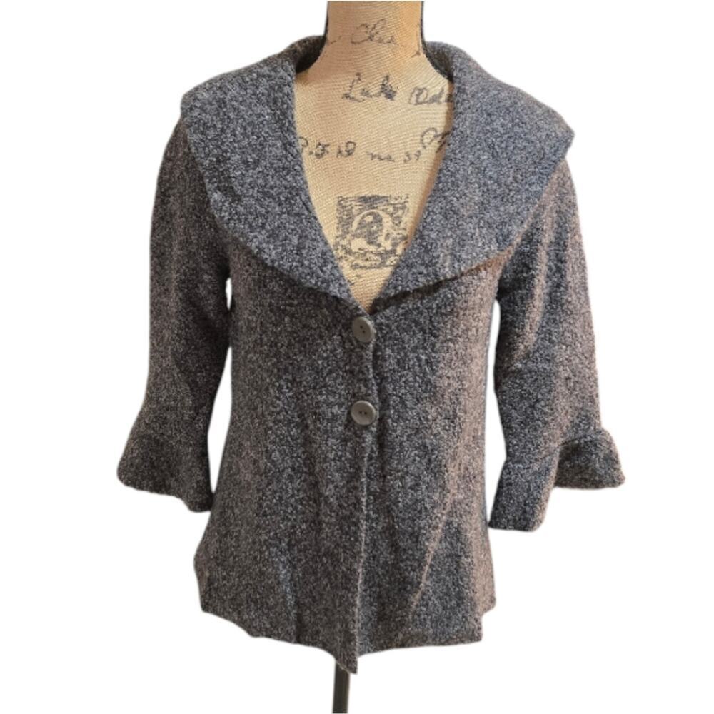 Classiques Entier Wool Cashmere Boucle Cardigan‎ Grey Ruffle Sleeve M CL125536MI